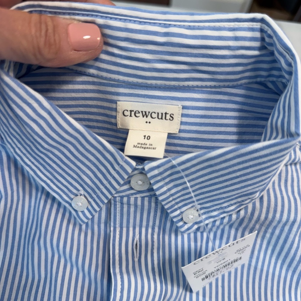 Crewcuts Boy’s Blue Striped oxford long sleeve shirt NWT